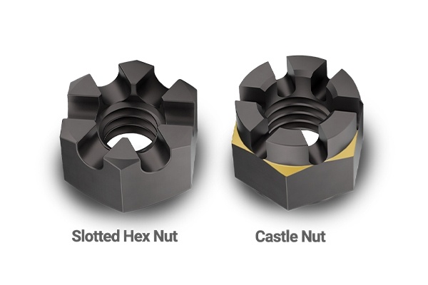 different of castle nut and slotted nut